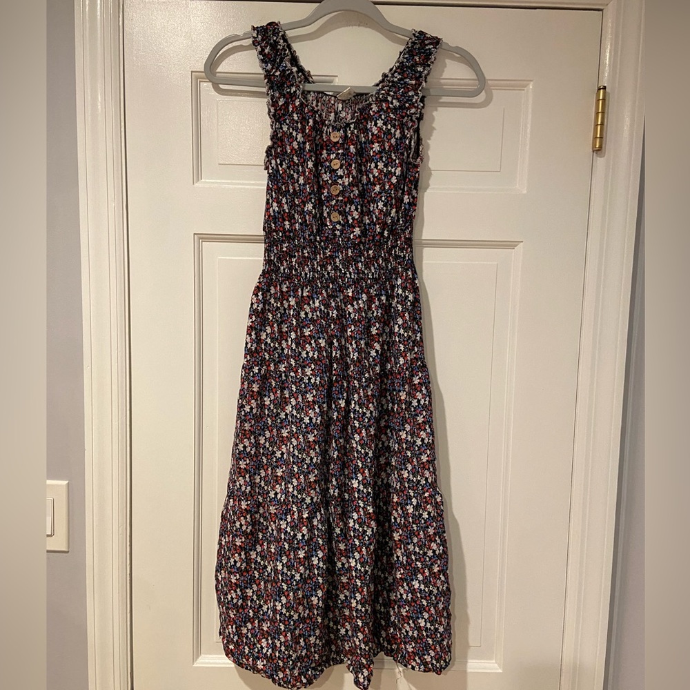 Floral Smocked Button-Front Midi Sundress